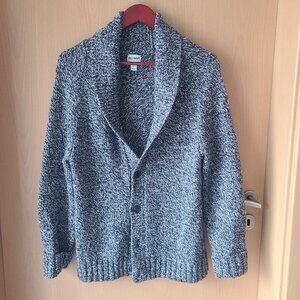 Old Navy Salt Shawl Collar Button Front Cardigan Heathered Ink Navy Blue/White S